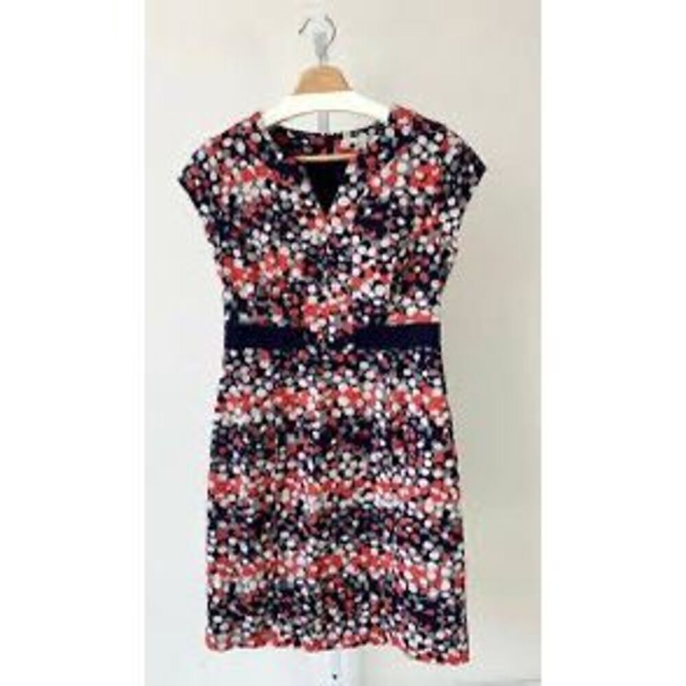 Boden Women’s Size 6 Polka Dot Shift Dress Multicolor Short Sleeve Zip Up